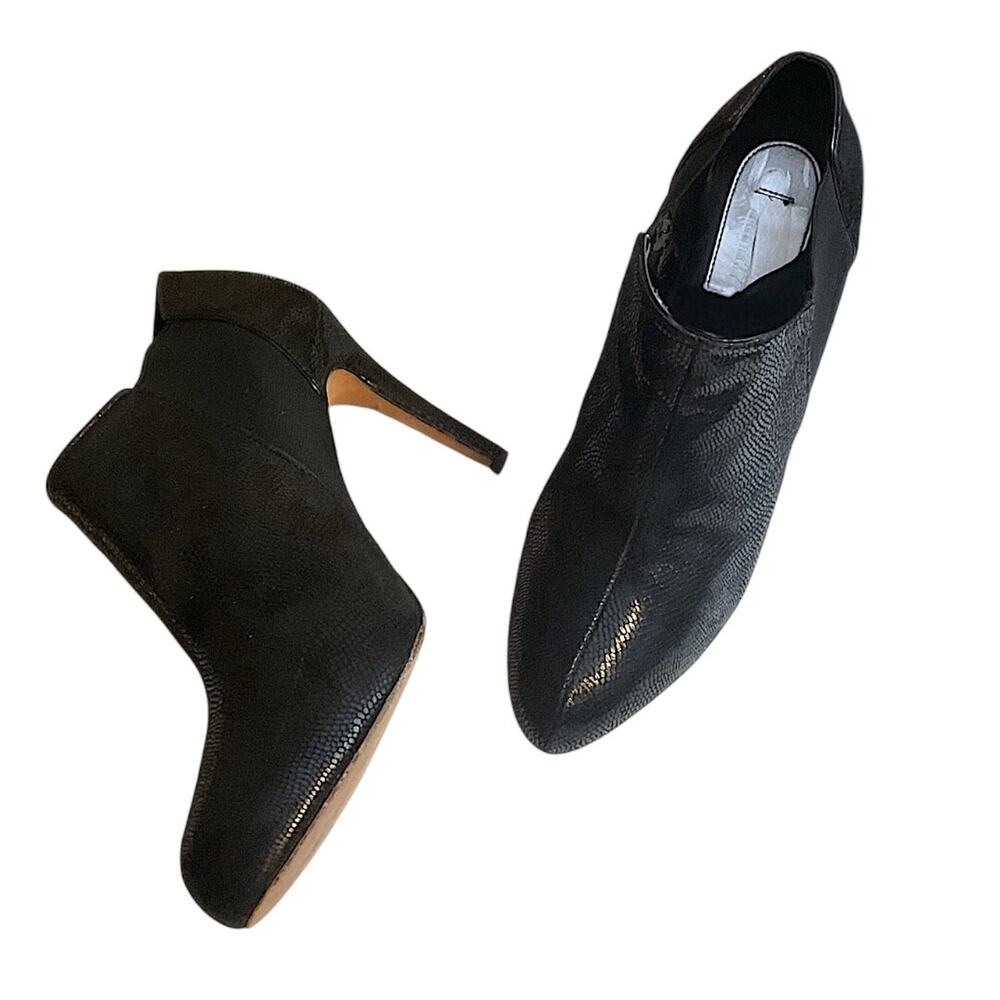 White House Black Market Black Booties 9.5M Lizard Embossed Stiletto Heel - Picture 11 of 15